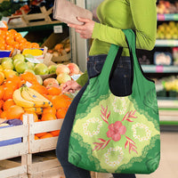 Hawaii Quilt Inspired Collection Aloha Flowers Grocery Bag Plumeria - Ti Leaf Lei