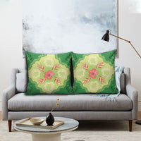 Hawaii Quilt Inspired Collection Aloha Flowers Pillow Cover Plumeria - Ti Leaf Lei