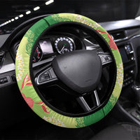 Hawaii Quilt Inspired Collection Aloha Flowers Steering Wheel Cover Plumeria - Ti Leaf Lei
