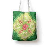 Hawaii Quilt Inspired Collection Aloha Flowers Tote Bag Plumeria - Ti Leaf Lei