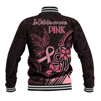 Polynesian Baseball Jacket Breast Cancer RIbbon Butterfly Mix Plumeria Curves Pink LT7 - Polynesian Pride