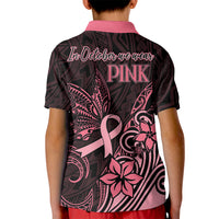 Polynesian Kid Polo Shirt Breast Cancer RIbbon Butterfly Mix Plumeria Curves Pink LT7 - Polynesian Pride