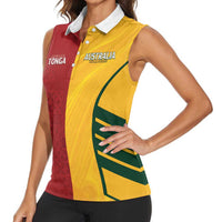 Australia - Tonga Rugby Custom Women Sleeveless Polo Shirt Minimalist Dynamic LT7 - Polynesian Pride