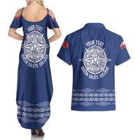 Queen Salote College 100 Years Anniversary Personalized Couples Matching Summer Maxi Dress and Hawaiian Shirt Tonga QSC Royal Blue LT7 - Polynesian Pride