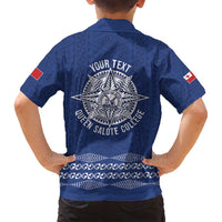 Queen Salote College 100 Years Anniversary Personalized Family Matching Long Sleeve Bodycon Dress and Hawaiian Shirt Tonga QSC Royal Blue LT7 - Polynesian Pride