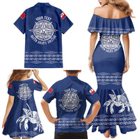 Queen Salote College 100 Years Anniversary Personalized Family Matching Mermaid Dress and Hawaiian Shirt Tonga QSC Royal Blue LT7 - Polynesian Pride
