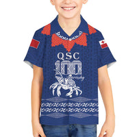 Queen Salote College 100 Years Anniversary Personalized Family Matching Mermaid Dress and Hawaiian Shirt Tonga QSC Royal Blue LT7 Son's Shirt Royal Blue - Polynesian Pride