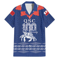 Queen Salote College 100 Years Anniversary Personalized Family Matching Puletasi and Hawaiian Shirt Tonga QSC Royal Blue - Polynesian Pride