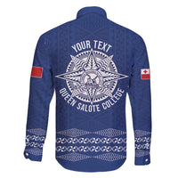 Queen Salote College 100 Years Anniversary Personalized Family Matching Tank Maxi Dress and Hawaiian Shirt Tonga QSC Royal Blue LT7 - Polynesian Pride
