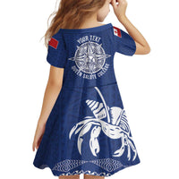 Queen Salote College 100 Years Anniversary Personalized Kid Short Sleeve Dress Tonga QSC Royal Blue - Polynesian Pride