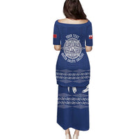 Queen Salote College 100 Years Anniversary Personalized Puletasi Tonga QSC Royal Blue - Polynesian Pride