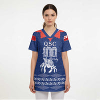 Queen Salote College 100 Years Anniversary Personalized Scrub Top Tonga QSC Royal Blue - Polynesian Pride