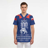 Queen Salote College 100 Years Anniversary Personalized Scrub Top Tonga QSC Royal Blue - Polynesian Pride