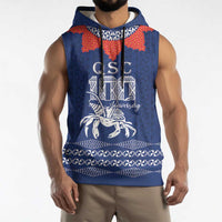 Queen Salote College 100 Years Anniversary Personalized Sleeveless Hoodie Tonga QSC Royal Blue - Polynesian Pride