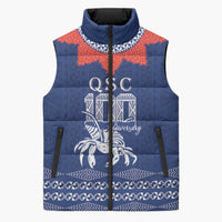 Queen Salote College 100 Years Anniversary Personalized Sleeveless Puffer Jacket Tonga QSC Royal Blue - Polynesian Pride