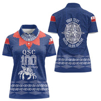 Queen Salote College 100 Years Anniversary Personalized Women Polo Shirt Tonga QSC Royal Blue LT7 - Polynesian Pride