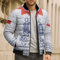 Queen Salote College 100 Years Anniversary Personalized Bomber Puffer Jacket Tonga QSC White - Polynesian Pride