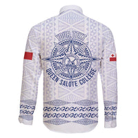 Queen Salote College 100 Years Anniversary Personalized Family Matching Long Sleeve Bodycon Dress and Hawaiian Shirt Tonga QSC White LT7 - Polynesian Pride