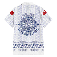 Queen Salote College 100 Years Anniversary Personalized Family Matching Short Sleeve Bodycon Dress and Hawaiian Shirt Tonga QSC White LT7 - Polynesian Pride