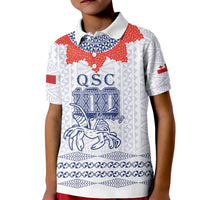 Queen Salote College 100 Years Anniversary Personalized Kid Polo Shirt Tonga QSC White - Polynesian Pride