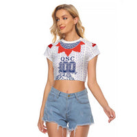 Queen Salote College 100 Years Anniversary Personalized Raglan Cropped T Shirt Tonga QSC White - Polynesian Pride