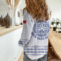 Queen Salote College 100 Years Anniversary Personalized Women Casual Shirt Tonga QSC White - Polynesian Pride