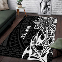Personalised Philippines Area Rug Tribal Sun LT7 Black - Polynesian Pride
