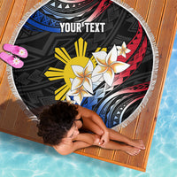 Personalised Philippines Tribal Beach Blanket Mix Plumeria - Flag Colors LT7 - Polynesian Pride