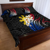 Personalised Philippines Tribal Quilt Bed Set Mix Plumeria - Flag Colors LT7 - Polynesian Pride