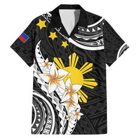 Personalised Philippines Tribal Family Matching Mermaid Dress and Hawaiian Shirt Mix Plumeria LT7 Dad's Shirt - Short Sleeve Black - Polynesian Pride