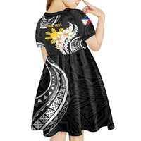Personalised Philippines Tribal Kid Short Sleeve Dress Mix Plumeria LT7 - Polynesian Pride