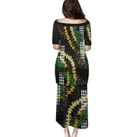 Hawaii Aloha Kakau Family Matching Puletasi and Hawaiian Shirt Puakenikeni and Maile Lei Twist LT7 - Polynesian Pride