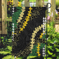 Hawaii Aloha Kakau Garden Flag Puakenikeni and Maile Lei Twist LT7 Garden Flag Black - Polynesian Pride
