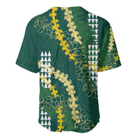 Hawaii Aloha Kakau Baseball Jersey Green Puakenikeni and Maile Lei Twist LT7 - Polynesian Pride