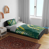 Hawaii Aloha Kakau Bedding Set Green Puakenikeni and Maile Lei Twist