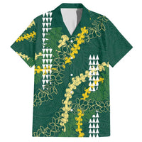 Hawaii Aloha Kakau Family Matching Long Sleeve Bodycon Dress and Hawaiian Shirt Green Puakenikeni and Maile Lei Twist LT7 Dad's Shirt - Short Sleeve Green - Polynesian Pride