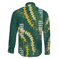 Hawaii Aloha Kakau Family Matching Mermaid Dress and Hawaiian Shirt Green Puakenikeni and Maile Lei Twist LT7 - Polynesian Pride