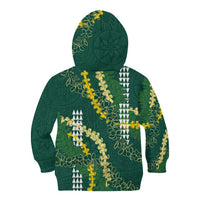 Hawaii Aloha Kakau Kid Hoodie Green Puakenikeni and Maile Lei Twist