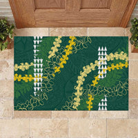 Hawaii Aloha Kakau Rubber Doormat Green Puakenikeni and Maile Lei Twist LT7 Green - Polynesian Pride