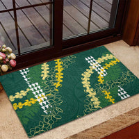 Hawaii Aloha Kakau Rubber Doormat Green Puakenikeni and Maile Lei Twist LT7 - Polynesian Pride