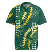 Hawaii Aloha Kakau Rugby Jersey Green Puakenikeni and Maile Lei Twist LT7 Green - Polynesian Pride