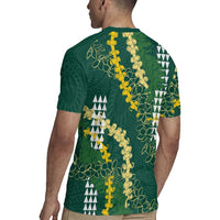 Hawaii Aloha Kakau Rugby Jersey Green Puakenikeni and Maile Lei Twist LT7 - Polynesian Pride