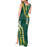 Hawaii Aloha Kakau Tank Maxi Dress Green Puakenikeni and Maile Lei Twist LT7 - Polynesian Pride