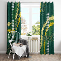 Hawaii Aloha Kakau Window Curtain Green Puakenikeni and Maile Lei Twist LT7 - Polynesian Pride