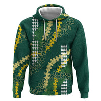Hawaii Aloha Kakau Zip Hoodie Green Puakenikeni and Maile Lei Twist LT7 Pullover Hoodie Green - Polynesian Pride