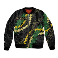 Hawaii Puakenikeni - Maile Lei Bomber Jacket Obsidian Black LT7 Unisex Black - Polynesian Pride