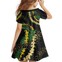 Hawaii Puakenikeni - Maile Lei Family Matching Mermaid Dress and Hawaiian Shirt Obsidian Black LT7 - Polynesian Pride
