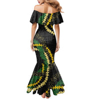 Hawaii Puakenikeni - Maile Lei Family Matching Mermaid Dress and Hawaiian Shirt Obsidian Black LT7 - Polynesian Pride