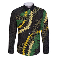 Hawaii Puakenikeni - Maile Lei Family Matching Off Shoulder Maxi Dress and Hawaiian Shirt Obsidian Black