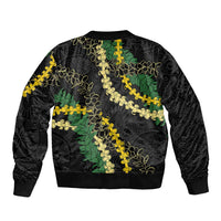 Hawaii Puakenikeni - Maile Lei Sleeve Zip Bomber Jacket Obsidian Black